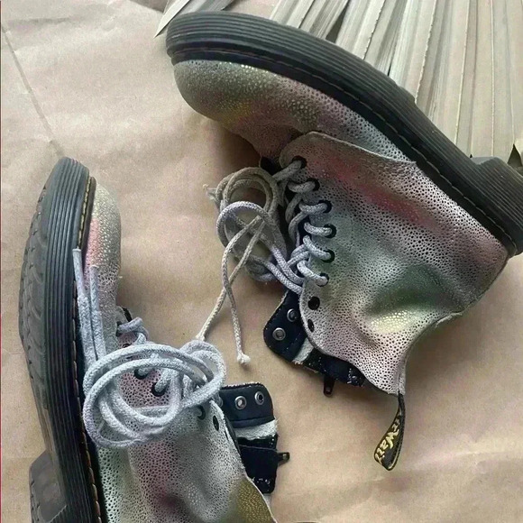 Doc Martens Shiny Rainbow Suede Boots Size 1 - Picture 2 of 8